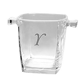 Culver Inc., Monogram Y Square Base Glass Cooler Ice Bucket by Culver