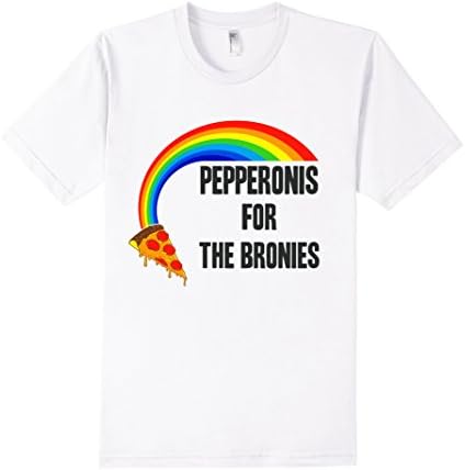 Pepperonis for the Bronies Hipster Rainbow Pizza Tee T-Shirt - Male Large - White