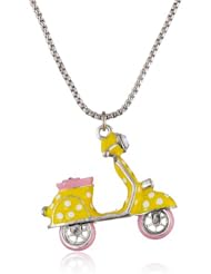 Betsey Johnson "Color Me Betsey" Yellow Polka Dot Vespa Long Pendant Necklace, 35"