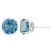 14k White Gold 8mm Round Blue Topaz 4-Prong Stud Earrings