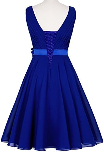 Dress U V-neck A-line Short Prom Dress Bridesmaid Dresses with Flower Sash Lime Green US 28