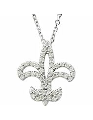 14K White Gold Diamond Fleur de Lis Necklace - 0.25 Ct. -- LIFETIME WARRANTY