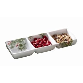 Tag Spruce Celebrate 15.38" Divided Dish, Porcelain with Clear Glazed Finish