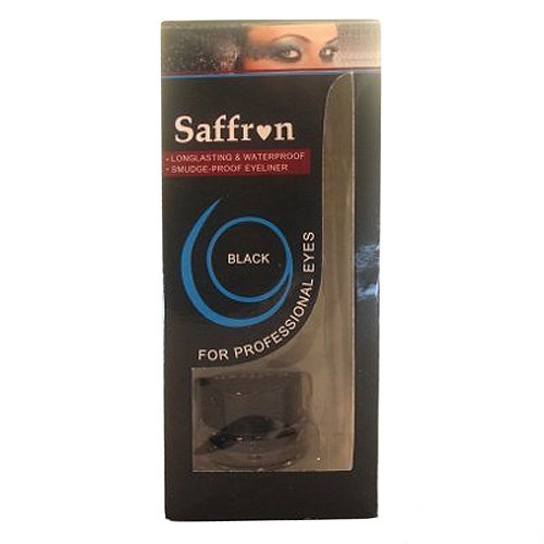 Saffron Waterproof Black Gel Eyeliner with Brush - 2.8g
