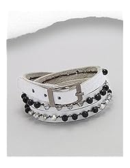 Leather Onyx Bracelet In White Base