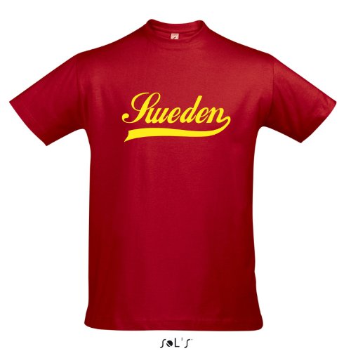 T-Shirt Schweden Oldschool Sweden LÄNDERSHIRT EM / WM FAN Trikot S-XXL , Red – gelb , M