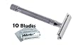Merkur Long Handled Double Edge Safety Razor Chrome #180, 10 Double Edge Platinum Blades