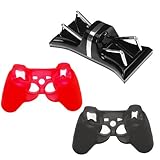 GTMax Black LED Dual Controller Cradle Charger + 2 Colors Silicone Case (Bl ....