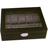 Watch Box Storage Case Leather For 10 Watches With Lucite Window