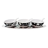 Posy Design Le Cadeaux Melamine Oval Platter with Dishes and Spoons - 7 Piece Set