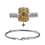 Pugster Orange Round Rhinestone Studded Beads Bracelet Fits Pandora Charms