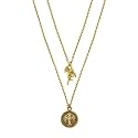 Delicate Inspirations Layered Look Angel & Cross Charms Necklace