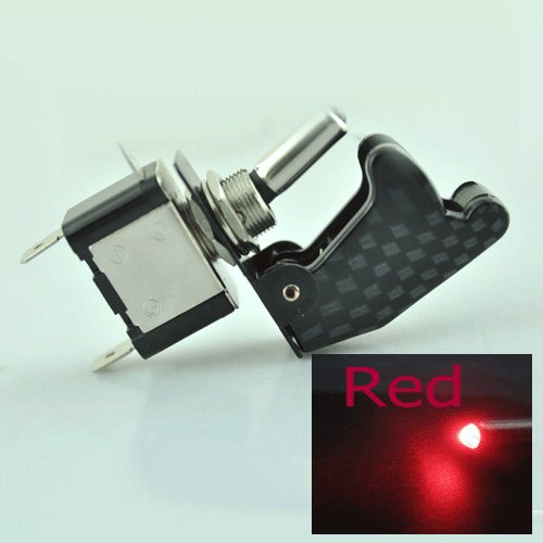 10-Pack 12V Aircraft Type Carbon Fiber Red LED Car Automotive Spst Toggle Illuminated On/off Switch Button