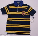 Boys Polo Ralph Lauren Navy Stripe Blue Collar Rugby Shirt Size 4-6
