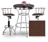 Chrome Bar Table & 2 Chrome Adjustable 24"-29" Embossed Light Floral Fabric ....