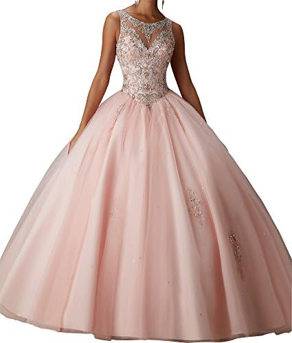 Alinafeng Dress Girls' Ball Gown Beads Prom Quinceanera Dress 2016(4,Pink)