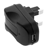 GTMax Black UK USB Travel Charger (700mah) for Microsoft Kin Two, Kin One, Zune HD, Zune 120GB, Zune 16GB, Zune 80GB, Zune 4GB 8GB, Zune 30GB