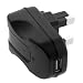 GTMax Black UK USB Travel Charger (700mah) for Microsoft Kin Two, Kin One, Zune HD, Zune 120GB, Zune 16GB, Zune 80GB, Zune 4GB 8GB, Zune 30GB
