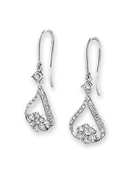 (X1000Diamond) 18K/750 White Gold Flower Cluster Pear Shaped Diamond Dangling Earring (0.59 cttw, G-H Color, VS2-SI1 Clarity)
