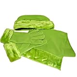 LIME GREEN CLOCHE TRIMMED HAT, SCARF GLOVE SET