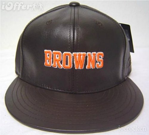 Cleveland Browns Leather Flatbill Fitted Hat Cap