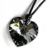 Queenberry Free S/H Swarovski Crystal Silver Night Heart Charm Pendant 18mm Black Leather 1mm Necklace 14