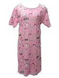 Short Sleeve Pink Kitty Kat Print Cotton Nightgown Plus Size 6X