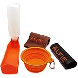 Alfie Pet by Petoga Couture - Elva Pet Walking Set with Travel Bowl, Microfiber Fast-Dry Towel, Water Bottle and Zip-lock Storage Bag - Color: Orange