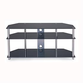 Stainless Steel and Black Glass Plasma TV Stand for up to 55 Plasma or LCD TV - NEW by Web Mall 2000