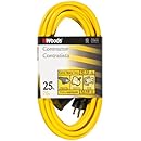 Woods 992553 25-Feet 12/3 SJTW High Visibility Extension Cord with Cord Clip, Yellow
