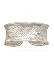 MMA Silver - Concave Woven Cuff Bracelet