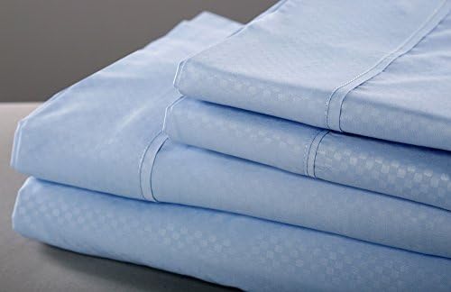 Natalia Cavalletto Check 1800 Series 6 Piece Microfiber Bed Sheet Set, King, Light Blue