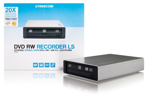 Freecom 29085 DVD RW Recorder Lightscribe 20x USB-2 &ndash; Includes free 5-pack LightScribe CD-R for immediate action!