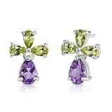 2.50 Carats Pear Shape Amethyst Peridot Earrings in Sterling Silver