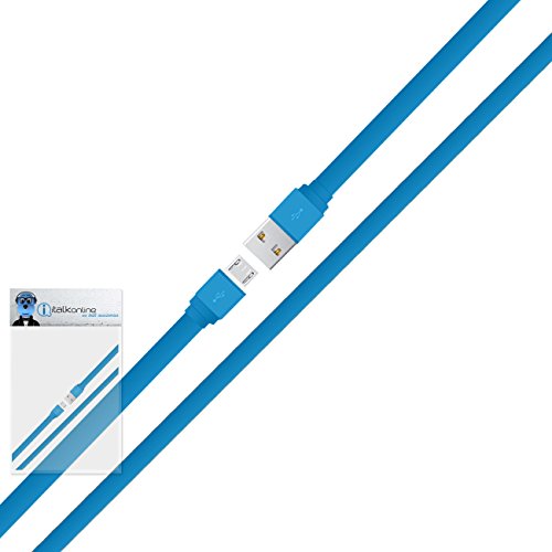 iTALKonline Smok X Cube Ultra Box Mod Sky Blue FLAT THIN USB 2.0 Micro USB MicroUSB SYNC &amp; CHARGE Connect Charging Charger Tangle Proof Cable (2 Meter)