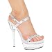 6 Inch Women's Casual Shoes Mid Platform Sandal With Rhinestone Heel And Rhinestones On Upper Strap
