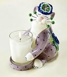 Amy Lacombe Whimsiclay Cat Pansy Votive Holder