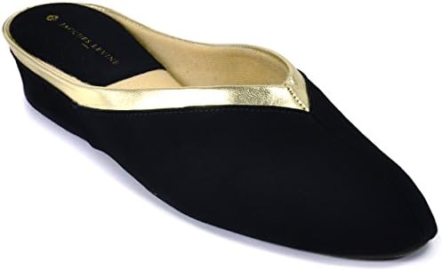 Jacques Levine #4640 Womens Wedge Slipper 6.5M,Black Metallic