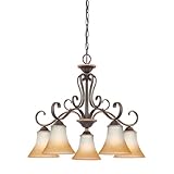 Quoizel DH5105PN Duchess 5-Light Chandelier with Champagne Marble Glass Shades, Palladian Bronze