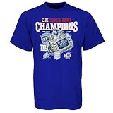 Reebok New York Giants Royal Blue Super Bowl Champions 3 Ring T-shirt