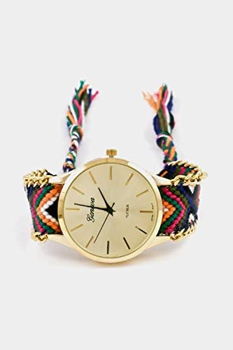 Karmas Canvas Thread Pattern Braid Round Face Adjustable Watch (Olive Multi)