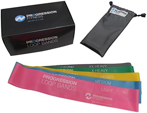 Resistance Bands - Premium Set of 5 Loop Bands - Light, Medium, Heavy, Extra &amp; XX Heavy - Perfect for P90x, Yoga, Pilates, Crossfit, Insanity, Asylum Workouts - Physical Therapy Exercises - Hit Your Health &amp; Fitness Goals - 100% Lifetime Guarantee