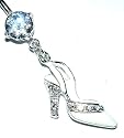 Pierced & Modified  Body Jewellery Navel Bars  High Heel Shoe Dangle Belly Bar  White