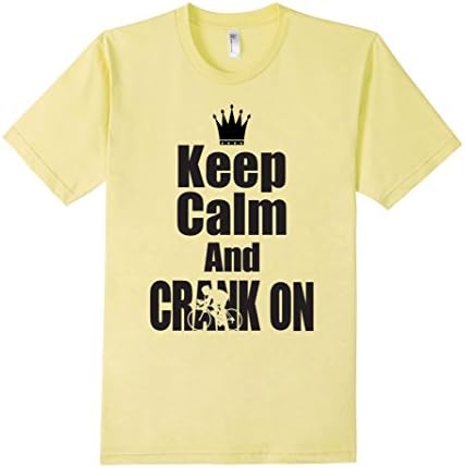 Men's Keep Calm and Crank On Cycling Bicycle T Shirt 2XL Lemon