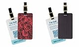 GoCodes Wedding Gift Smart QR Bar Code Luggage Tags for Couples (Mr & Mrs) - Roses and Pinstripes (2 Tags)