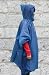 Regenponcho Regen Poncho mit Kaputze und Kordelzug blau