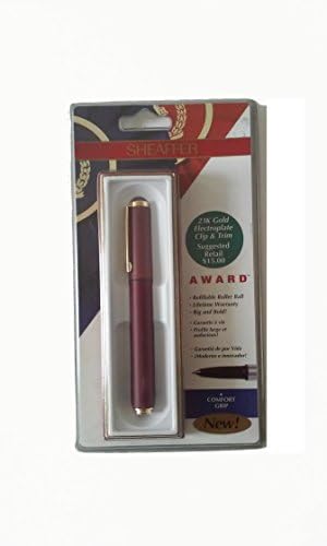 Sheaffer Award Rollerball Pen Refillable 23K Gold Plate Clip and Trim Made in USA (Red)