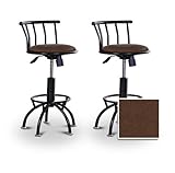 2 24"-29" Embossed Dark Brown Floral Fabric Seat Black Adjustable Specialty ....