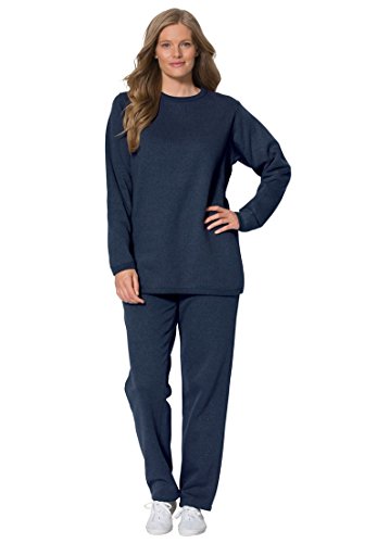 Women's Plus Size 2-Pc Fleece Sweatsuit Navy,1X