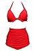 DD&MM Vintage Ruched Vintage High Waisted Bikini Swimsuits Swimwear